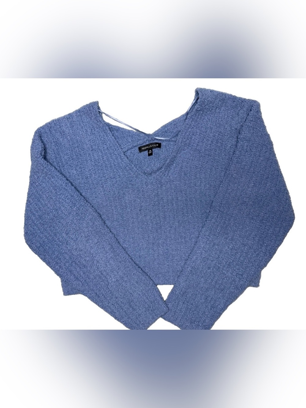 Kendall + Kylie Textured Knit Sweater Blue Lavender Long Sleeve XS